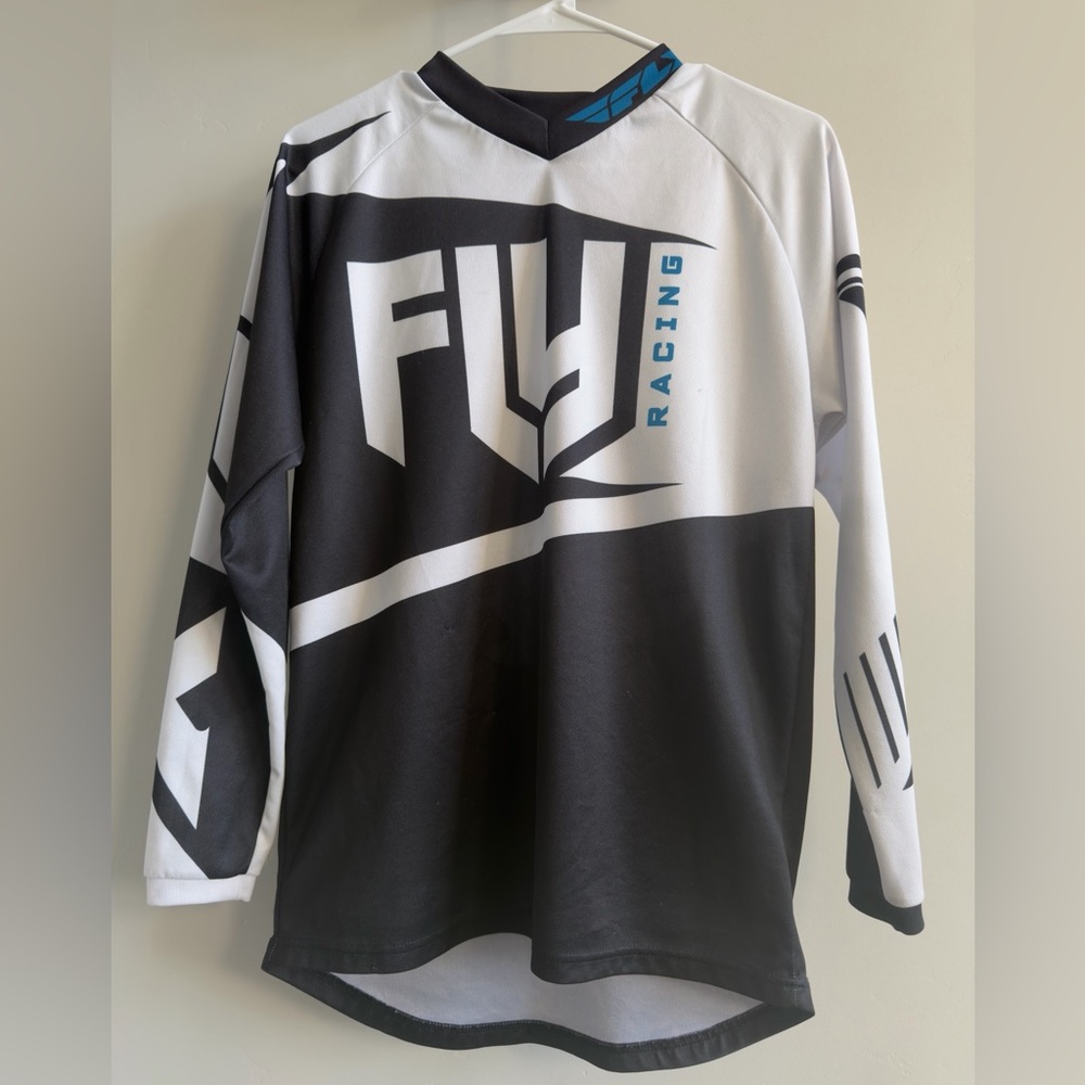 Fly‎ Racing Motocross Jersey Youth YXL Black White F-16 MX BMX
